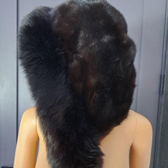 Black Fox Trim with Brown Mink Crown Hat VTG main image 5
